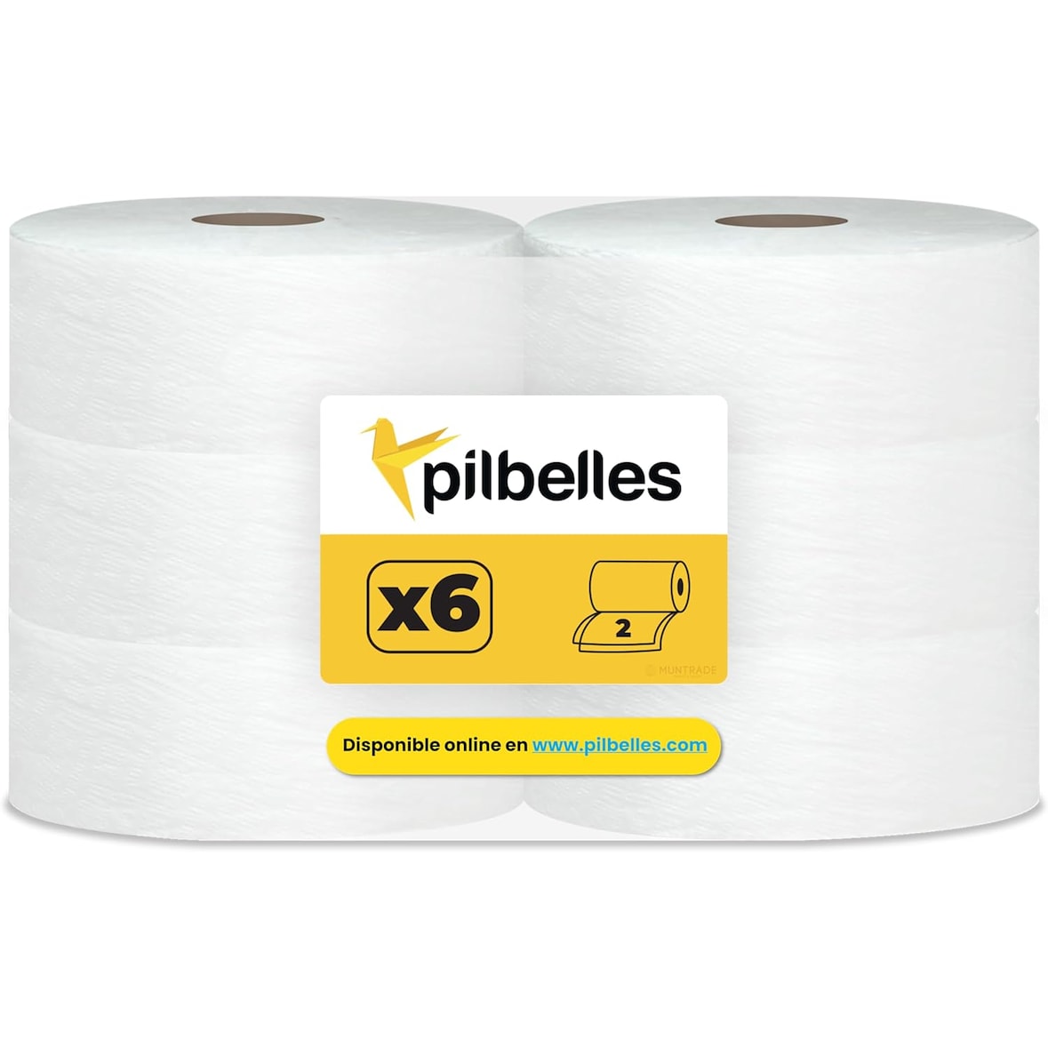 Pilbelles Carta Igienica Industriale in Pasta Laminata - 6 rotoli Maxi Jumbo