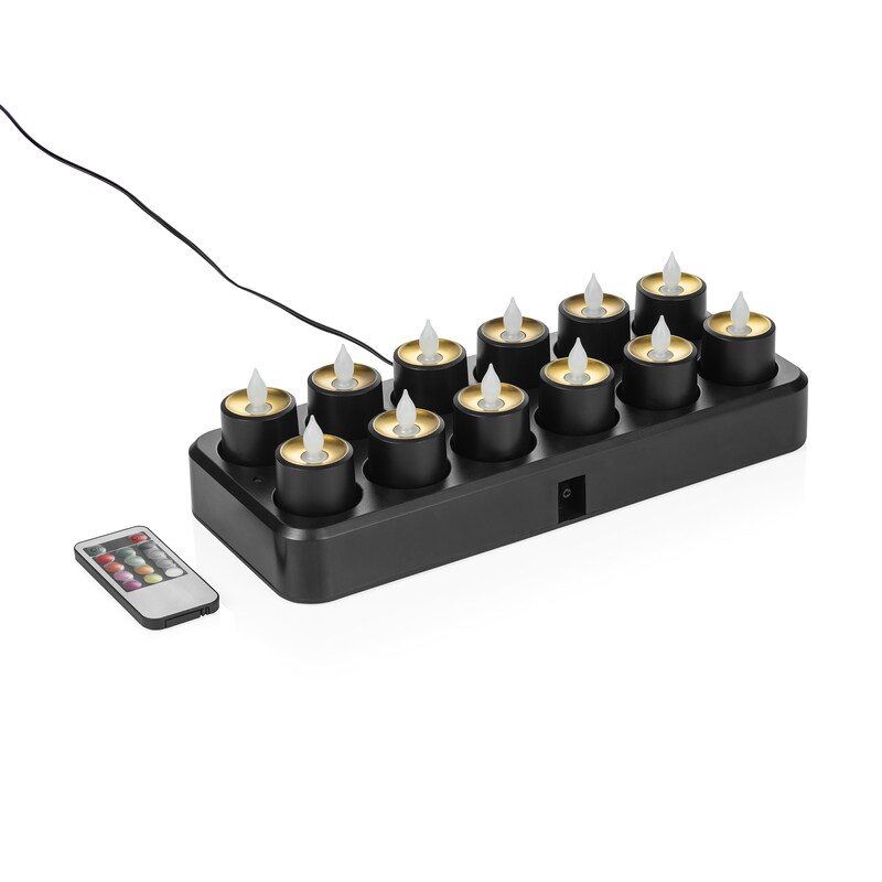 24 LED Teelichter Multi-Color YUYU, 30 x 14 x 3 cm, wiederaufladbar, Kunststoff
