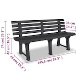 thumbnail of Parkbank KATO 145,5 cm Kunststoff Anthrazit | Gartenbank wetterfest Terrassenbank 3 Sitzer Sitzbank Rückenlehne