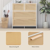 thumbnail of Merax Hochwertiger 4-Schubladen-Rattanschrank mit Massivholzgriffen - Geeignet für Schlafzimmer, Wohnzimmer Maße: B80/H80/T38 cm Natur + Weiß