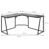 thumbnail of Eck-Schreibtisch HWC-K66, Computertisch Arbeitstisch, MVG-zertifiziert 76x140x140cm, MDF Metall ~ dunkelbraun