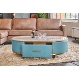 thumbnail of KAWOLA Couchtisch MARIA Marmorplatte Kunstleder hellblau