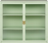 thumbnail of Wandschrank Sideboard mit Glastüren 60x70x23 cm Mintgrün, 2 Türen, 3 Ebenen, abnehmbarer Einlegeboden, Metall + Hartglas