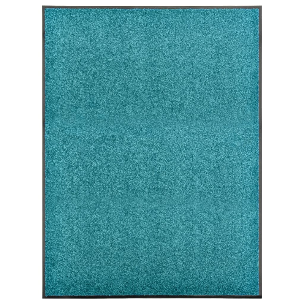 vidaXL Deurmat wasbaar 90x120 cm cyaan