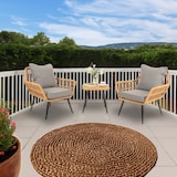 thumbnail of Poly-Rattan Garnitur HWC-N34, Balkon-Set Gartengarnitur Sitzgruppe Stuhl Beistelltisch ~ dunkelgrau