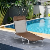thumbnail of Outsunny Tumbona Plegable y Reclinable con Reposacabezas y Respaldo Ajustable Marrón