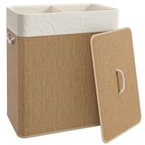 thumbnail of HOMCOM cesto de ropa sucia con tapa 100L cesta colada de bambú con 2 compartimentos bolsa interior extraíble 52x32x63 cm marrón