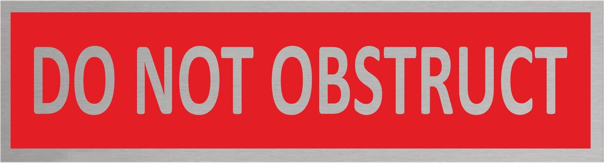 CombiCraft Aluminium Türschild Do Not Obstruct 165x45mm mit 3M-Tape zur Befestigung, einfache Kennzeichnung von Räumen und Bereichen