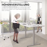 thumbnail of bümö Konferenztisch elektrisch höhenverstellbar 220x103 in grau, Gestell: Silber - elektrischer Besprechungstisch oval mit Memoryfunktion