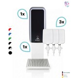 thumbnail of SET: Desinfektionsspender SENSOR Blanc Cosmos versch. Farben + Tischständer weiß +3x 1-Liter Hautdesinfektion : Farbe - Silber / Schwarz