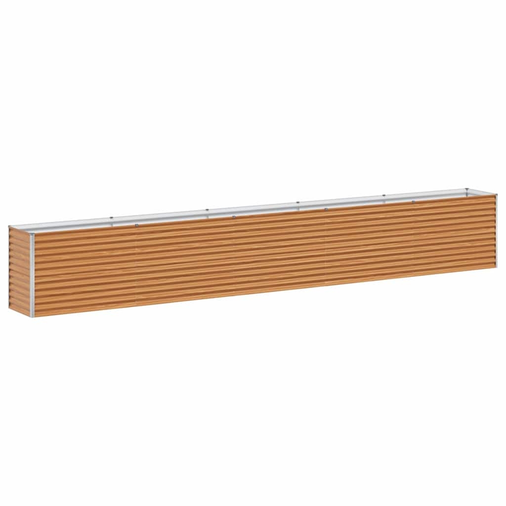 Helloshop26 - Hochbeet im Industriedesign für den Außenbereich 485 x 50 x 68 cm optimale Entwässerung aus verzinktem Stahl hellbraun