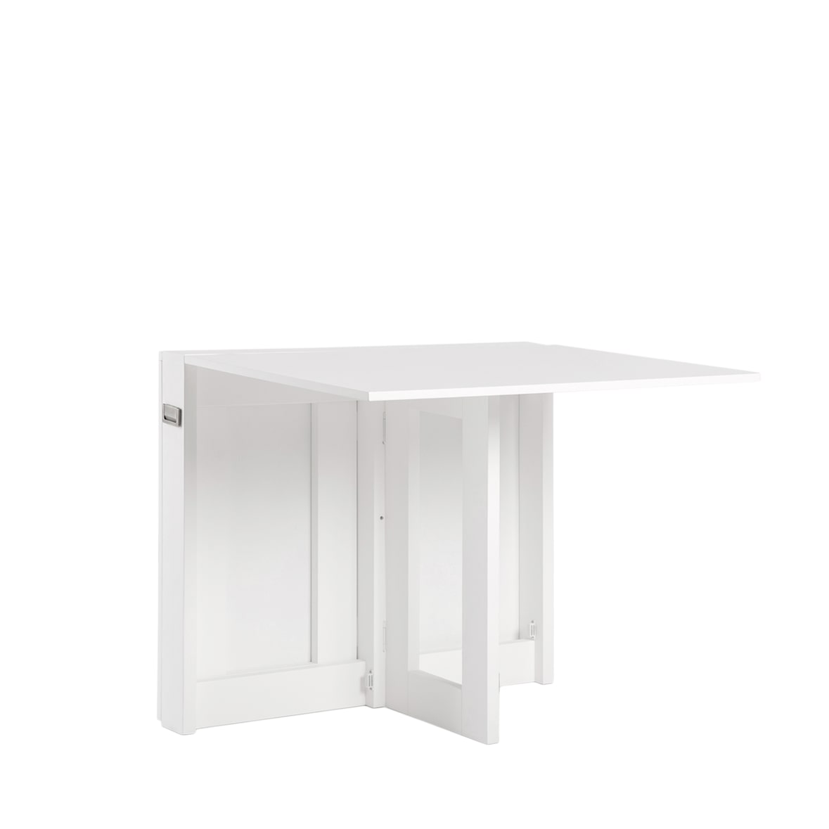 KLAST Mesa de comedor plegable rectangular lacada en blanco Anika