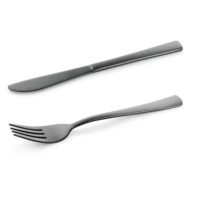 24 tlg. Besteckset schwarz matt,12 Gabeln, 12 Messer, Hamburg Fresh, Chromstahl 18/0