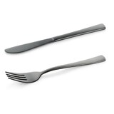 thumbnail of 24 tlg. Besteckset schwarz matt,12 Gabeln, 12 Messer, Hamburg Fresh, Chromstahl 18/0