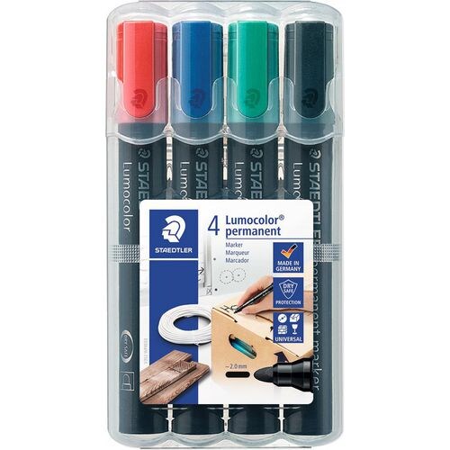 STAEDTLER Boîte de 4 marqueurs permanents assortis pointe ogive