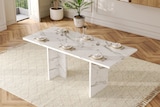 thumbnail of Merax Ausziehbarer Esstisch 140–180x80 cm, für 6–8 Personen, rechteckig, MDF-Tischplatte in Marmoroptik, Weiß