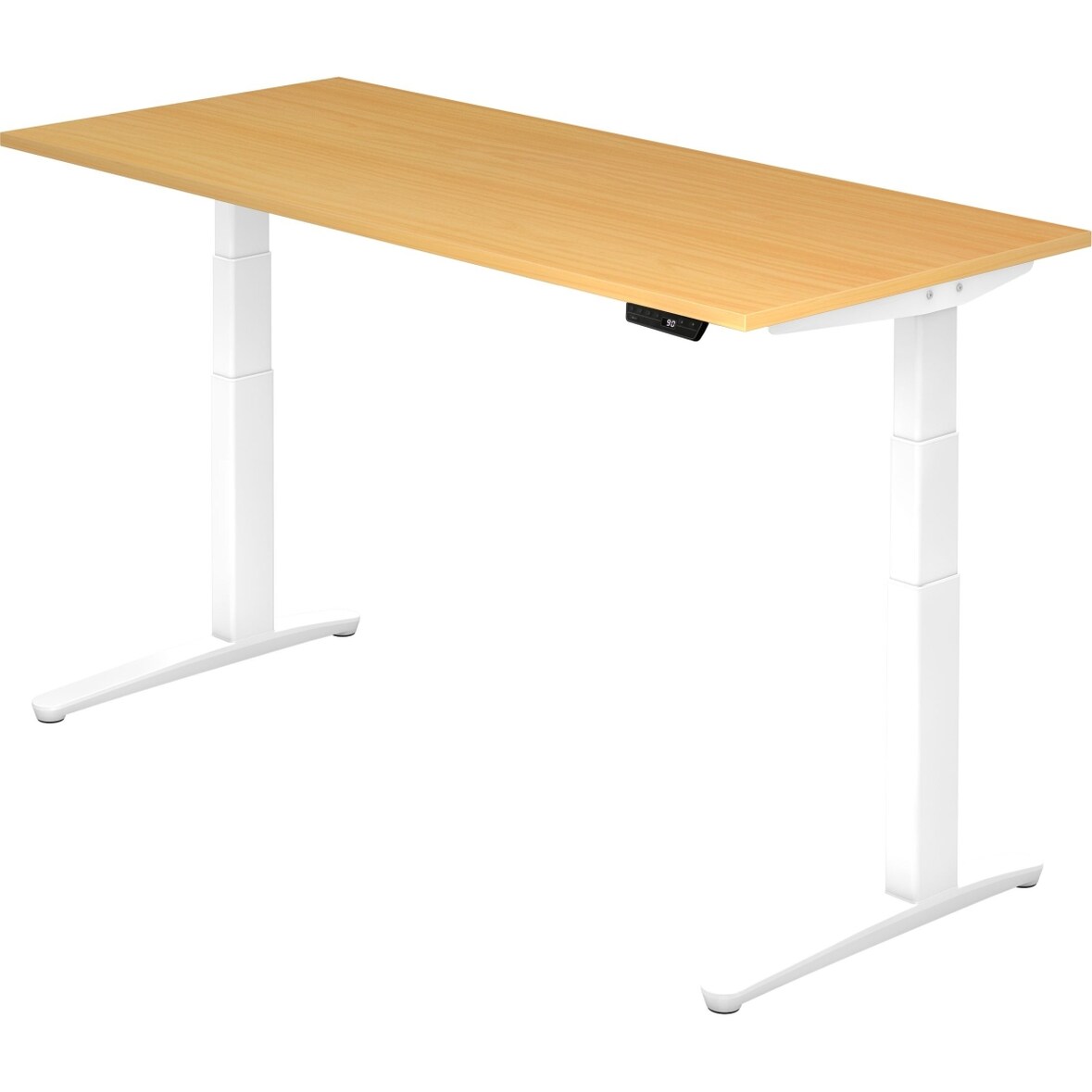 Sitz-Steh-Schreibtisch elektrisch 180x80cm Buche/Weiß
