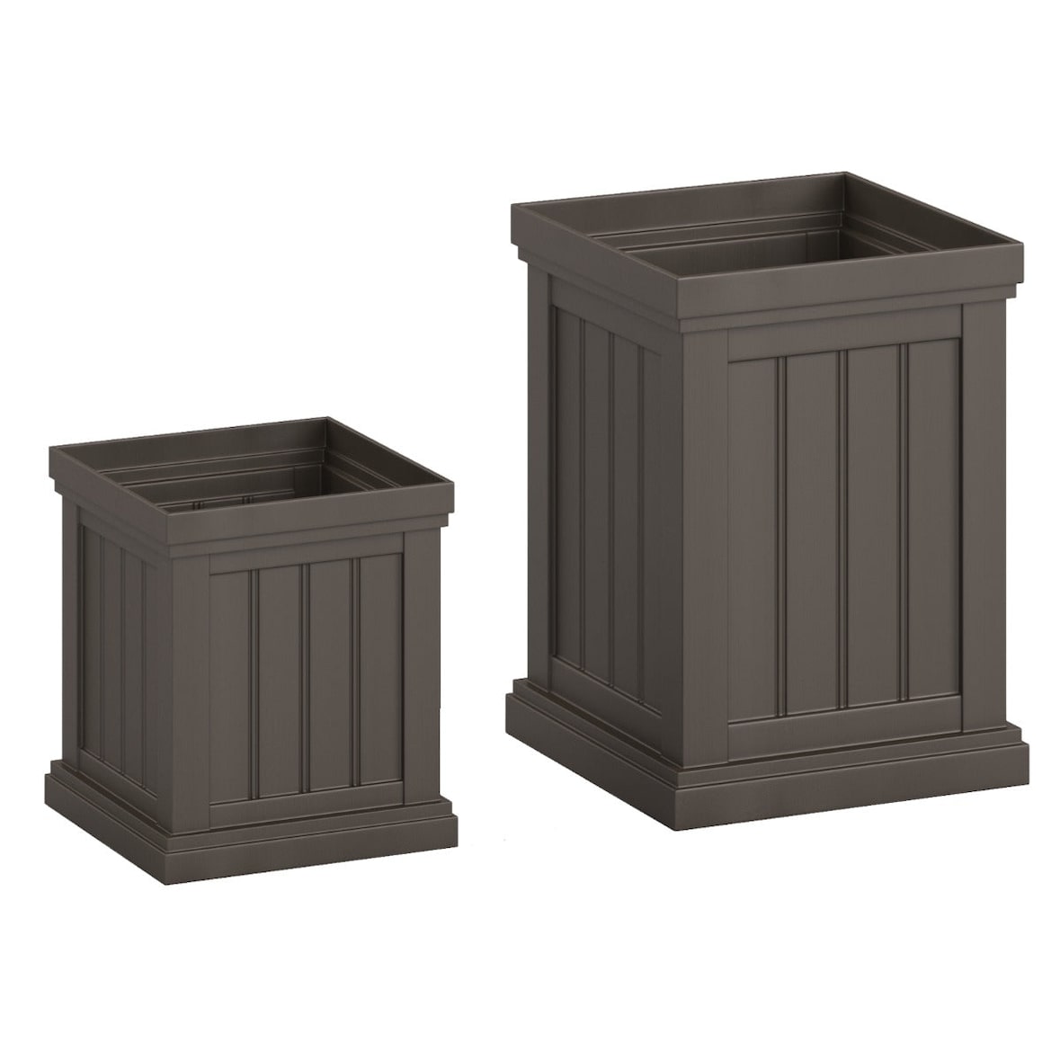 Helloshop26 - Lot de 2 jardinières empilables en plastique 35 x 35 x 48 cm et 27,5 x 27,5 x 31,5 cm drainage efficace moderne en PP 20_0012465