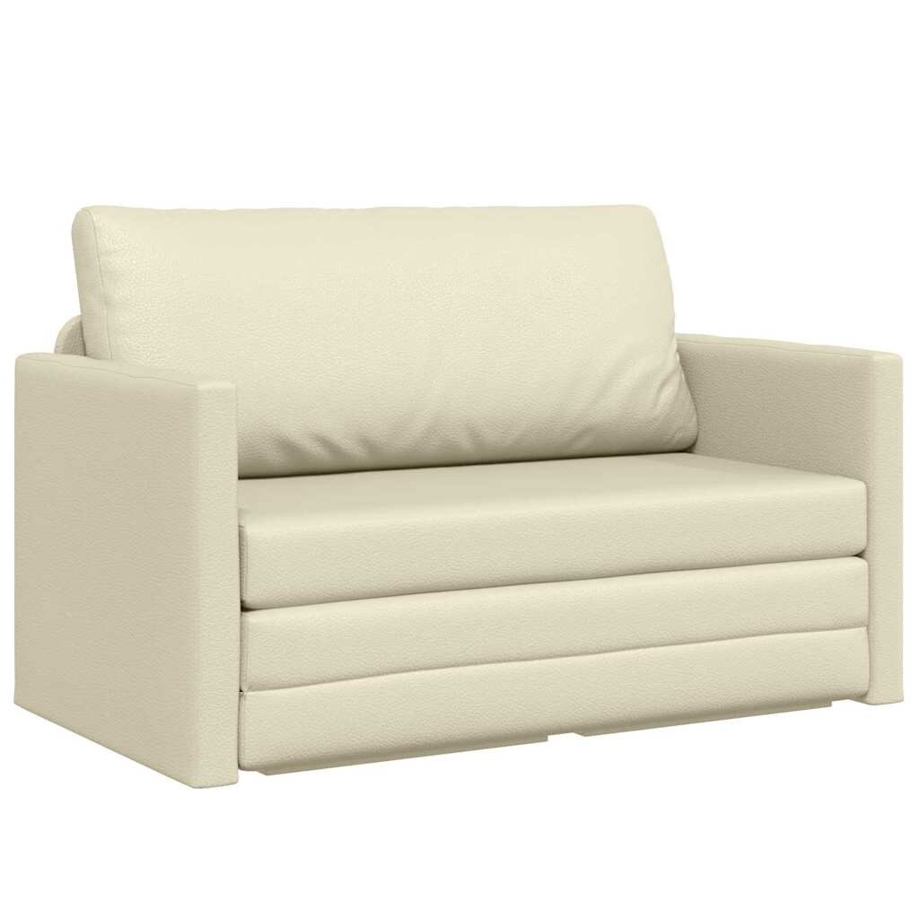 vidaXL Schlafsofa 110cm Creme Kunstleder