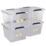 thumbnail of Aufbewahrungsbox mit Deckel 4er Set 32 Liter Kunststoffbox Stapelbox Lagerbox Regalbox