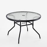 thumbnail of Helloshop26 - Table de jardin ronde 70 x 70 x 45,5 cm avec trou pour parasol et surface lisse style moderne en verre trempé noir 20_0017036