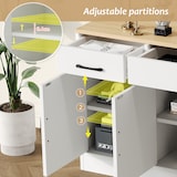 thumbnail of Sideboard 160x37x75 cm Weiß mit 3 Schubladen, 4 Türen, skandinavischer Stil, MDF mit rohholzfarbener Platte, modernes TV-Möbel, flexible Aufbewahrung