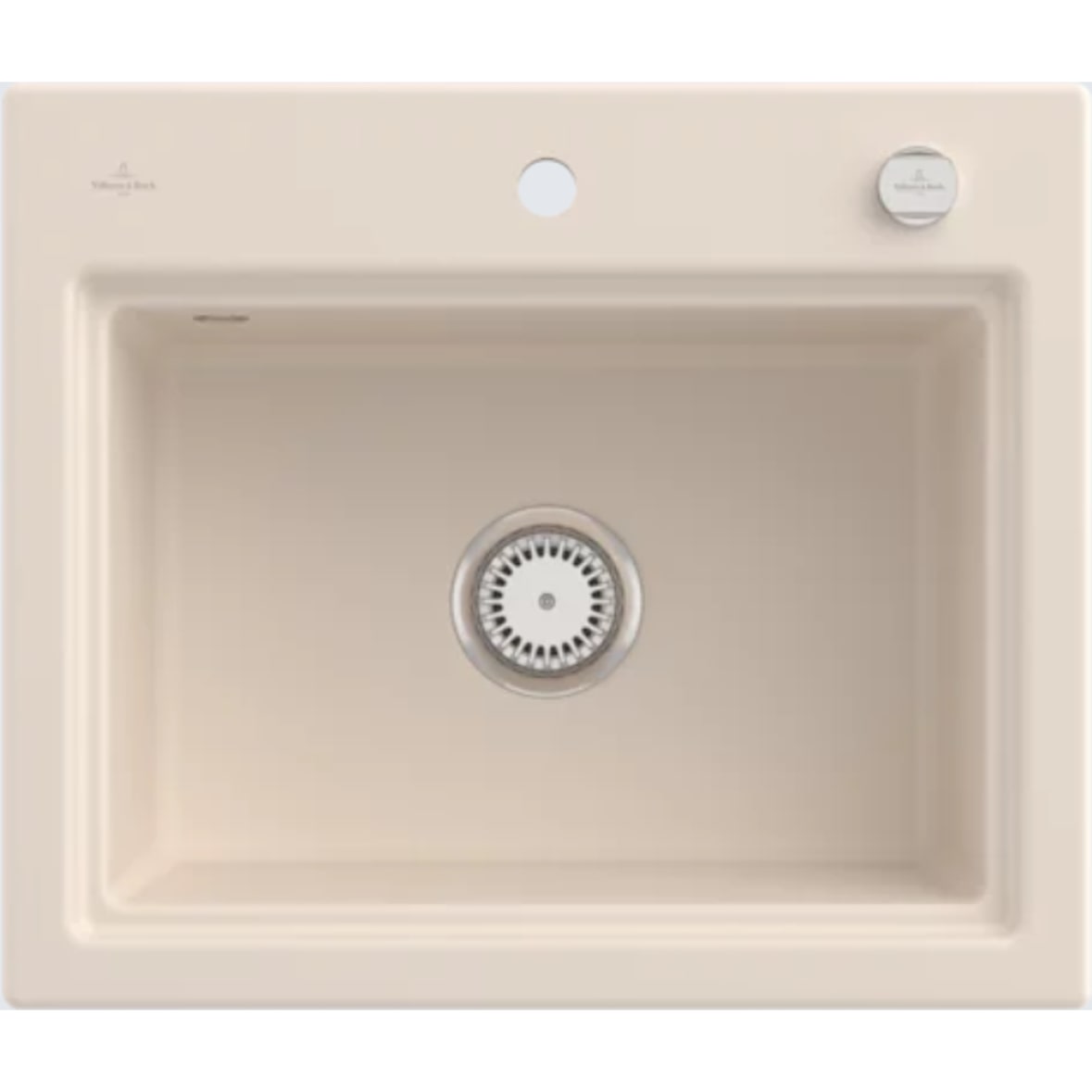 Villeroy&Boch Rechteckiges Spülbecken, Keramikspüle Subway Style 60 S Ivory 60x51cm, Unterschrankbreite 60cm