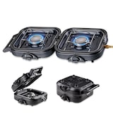 thumbnail of Réchaud gaz 2 feux 4600W pliable + 4 Cartouches de gaz KEMPER
