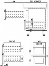 thumbnail of vaiotec TOPLINE Tiefkühltisch / 3-fach GN1/1 mit 4 Schubladen / 1 Tür & Aufkantung, 1795 x 700 mm