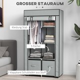 thumbnail of Stoffschrank Faltschrank 83x43x163 cm mit Kleiderstange 5 Fächern 2 Stoffschubladen Reißverschluss Stauraum Hellgrau Stahlrahmen