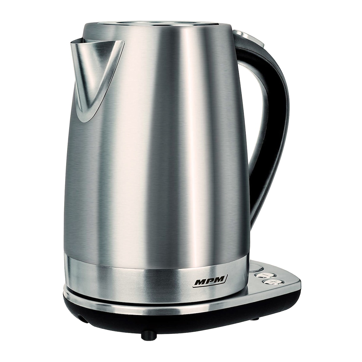 MPM MCZ-51 Hervidor Agua Eléctrico, 1,7L, sin BPA, Acero Inox, Panel de Control, Resistencia Oculta, Base 360º, Plata, 2200W