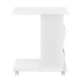 thumbnail of Helloshop26 - Mesa de centro mesa de sala de estar mesa lateral com rodízios e porta-revistas MDF laqueado branco e plástico 53 x 03_0004164