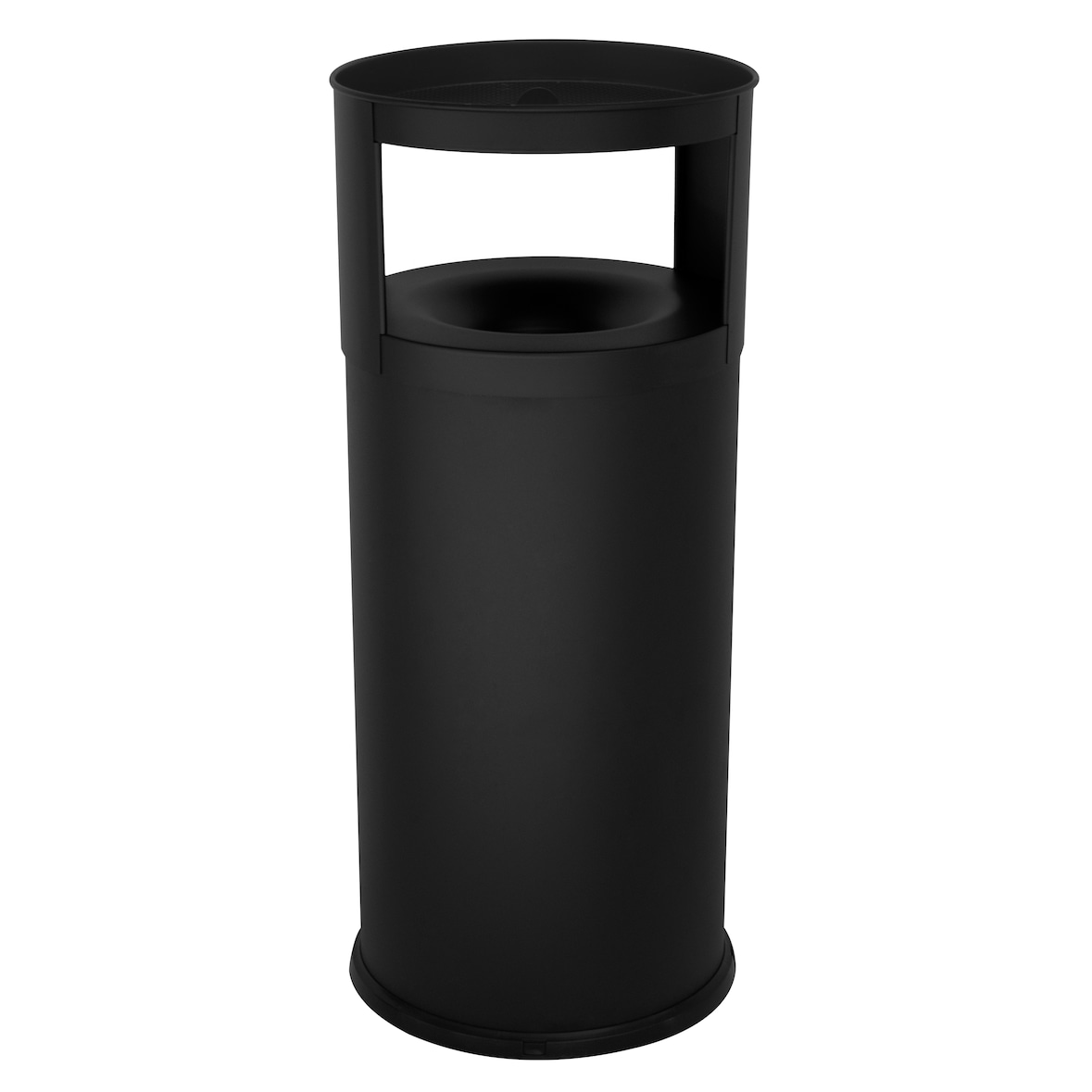 Stil Casa selbstlöschender Abfalleimer mit Aschenbecher, lackierter Stahl, Ø 38xh. 90 cm, Schutzrand aus Kunststoff, 75 Liter, schwarz.