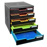 thumbnail of Exacompta 301914D 1x MODULO modulaire ladenbox met 5 gesloten laden voor A4+ documenten, Black Office, zwart-zwart-harlekijn