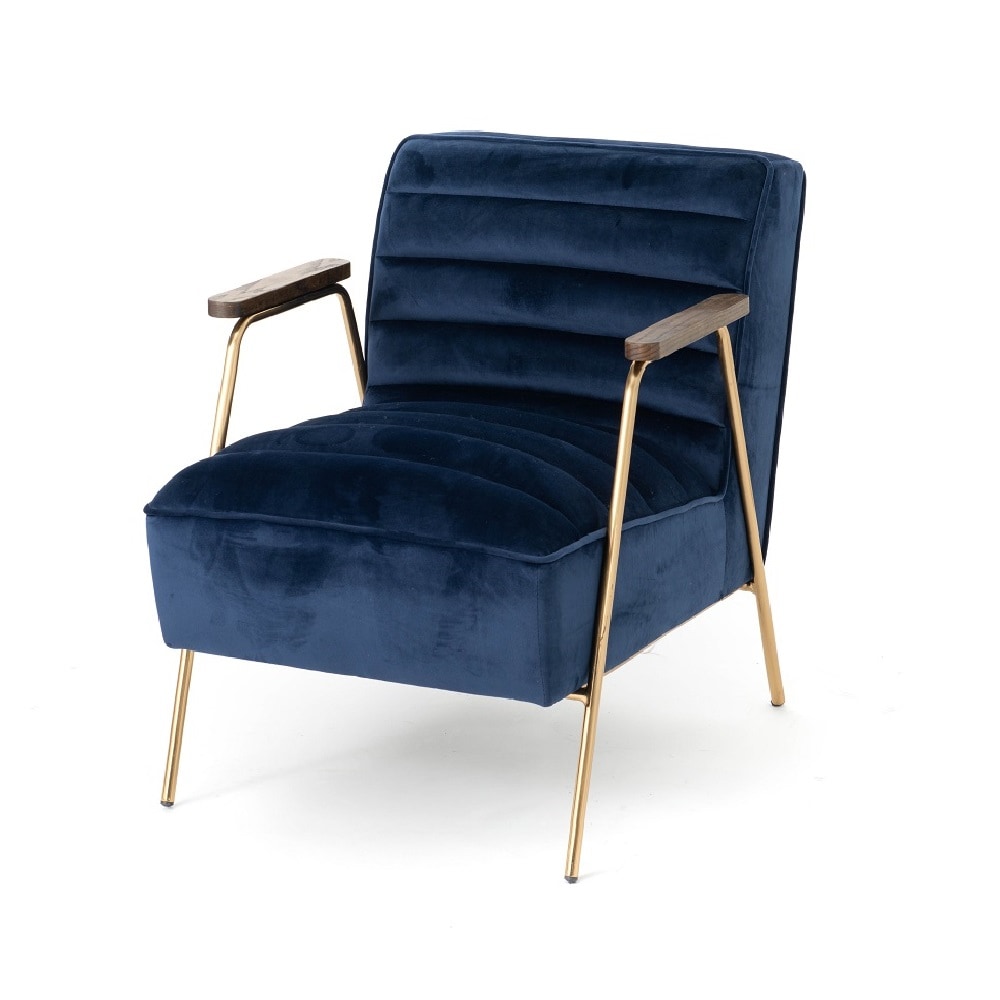 Fauteuil Hutch en velours bleu -  Autre Tissu Amadeus 60x76 cm