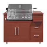 thumbnail of Mobile barbecue a gas a 4 fuochi e girarrosto Oviala per cucina da esterno, acciaio, 96 x 122 x 66 cm, finitura mattone