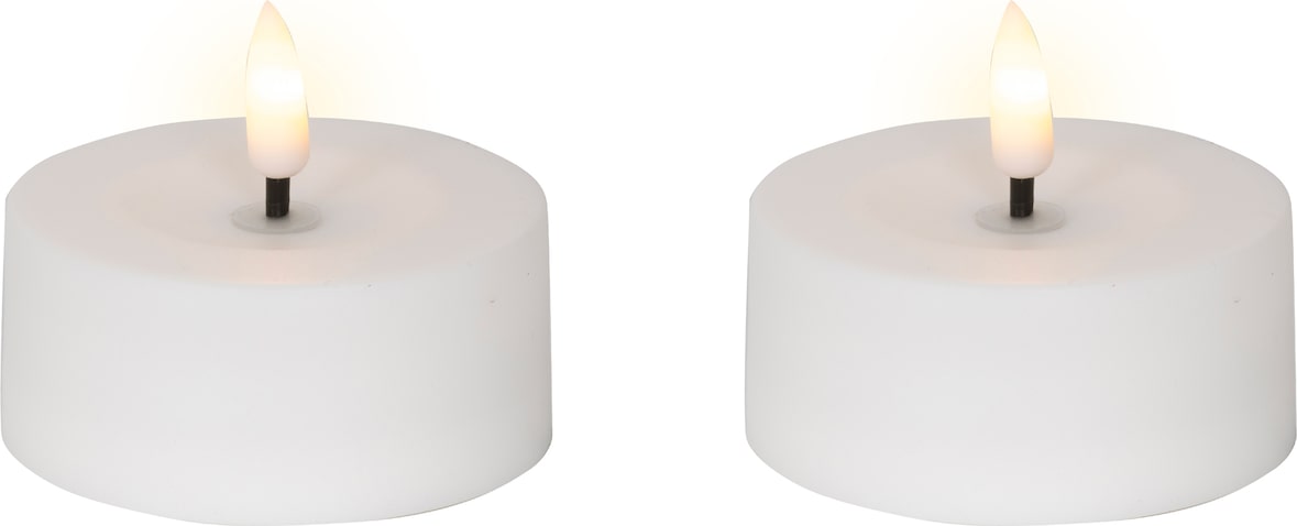 Solar LED Teelicht Outdoor 7x3cm Kunststoff Outdoorkerzen Flammenlose Teelichtkerzen flackernde Flamme Tischkerzen Dekokerzen Kerzen Weiß Warmweiß