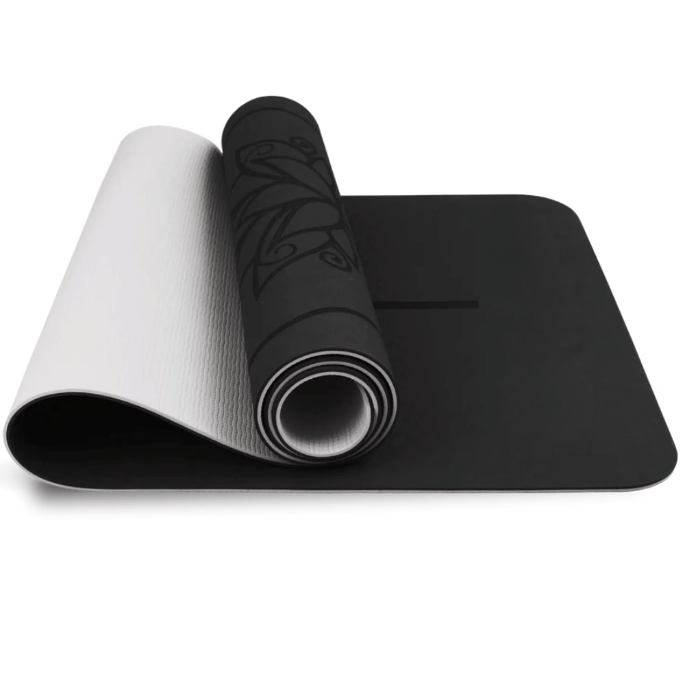 Yogamatte rutschfest MADY [Mit Tragegurt] 6 mm Dicke | Yoga Matte Fitnessmatte Trainingsmatte TPE Gymnastikmatte für Sport , Schwarz