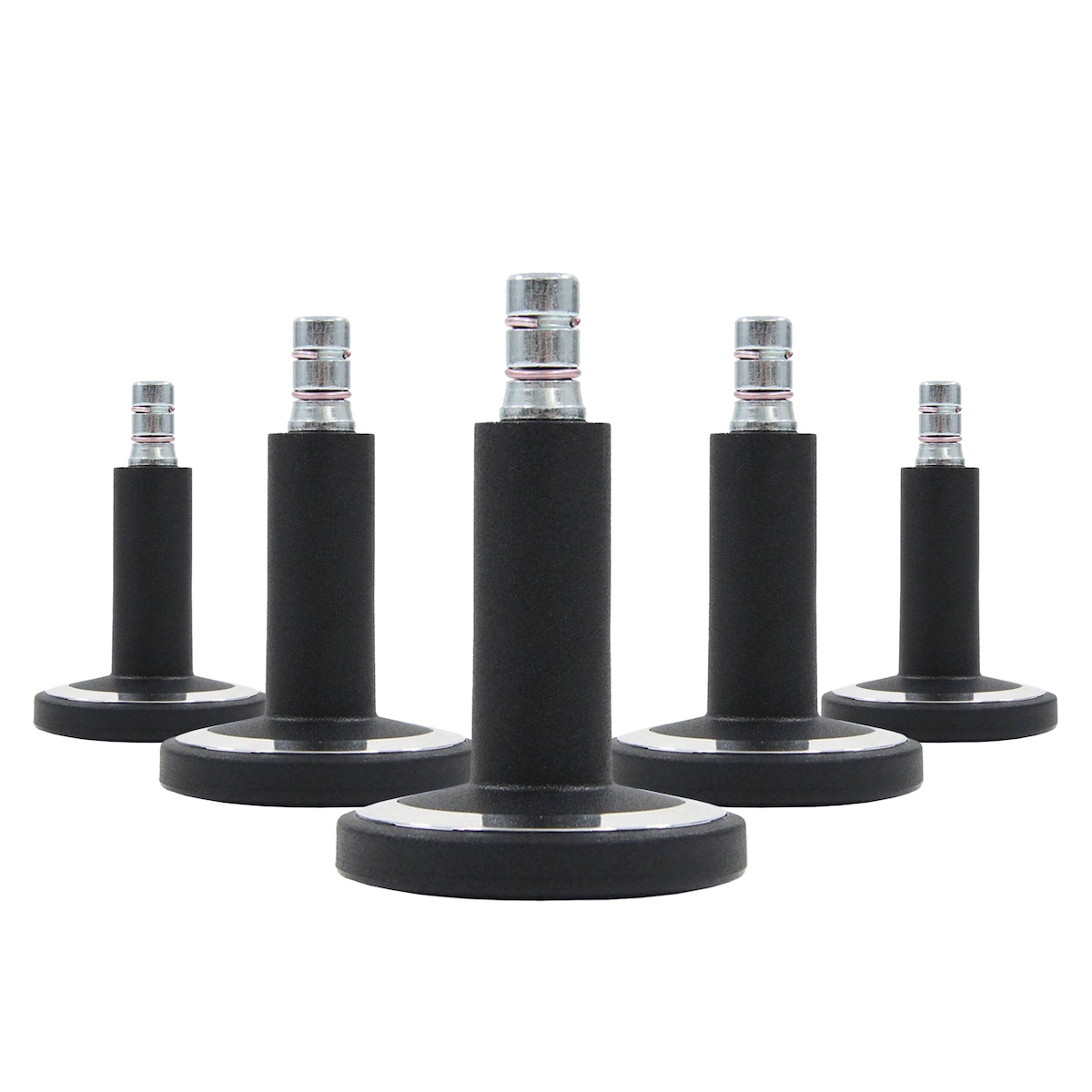 5x Bodengleiter STATO-M Stift 11 mm / 60 mm Standfüße schwarz/chrom (5er Pack) hjh OFFICE