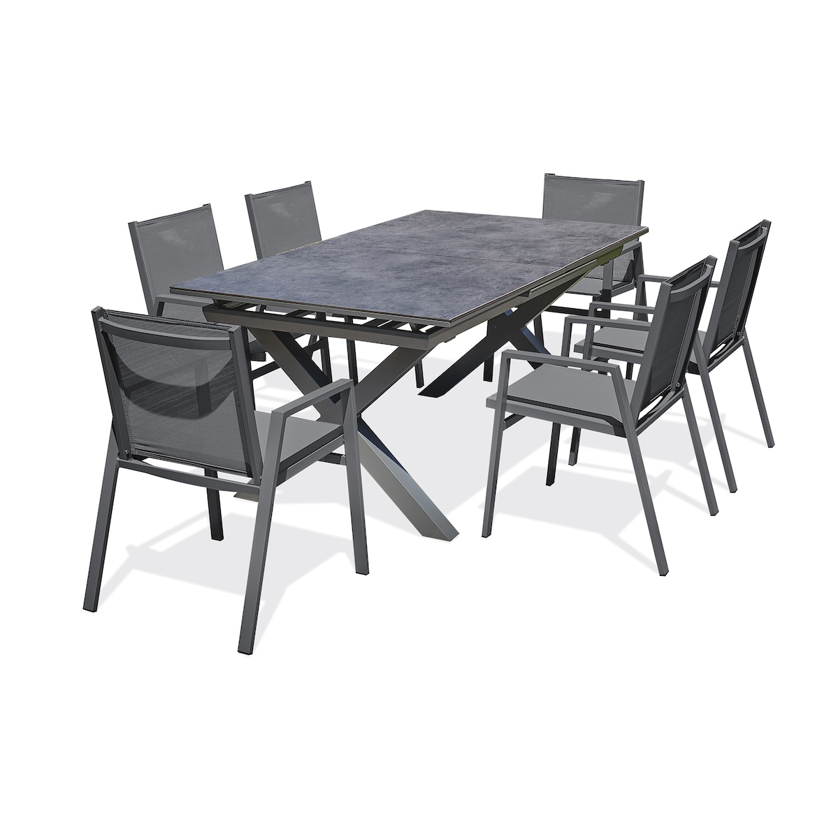 Ensemble repas de jardin 6 places en aluminium gris anthracite - FLORIDE