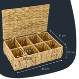 thumbnail of HMF Teebox für Teebeutel geflochten aus Wasserhyazinthe, Tee Aufbewahrungsbox mit 8 großen Fächern, 33 x 21 x 10 cm
