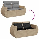 thumbnail of vidaXL 6-tlg. Garten-Sofagarnitur mit Kissen Beige Poly Rattan Akazie