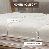thumbnail of Sitzhocker Polsterbank 80x40x43 cm mit Leinenoptik gepolsterter Sitz Holzbeine im französischen Vintage Stil Cremeweiß für Wohn und Schlafbereich