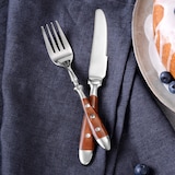 thumbnail of GRÄWE Dessertbesteck Nürnberg, 12-teilig, 6 Personen, Edelstahl, braune Griffe