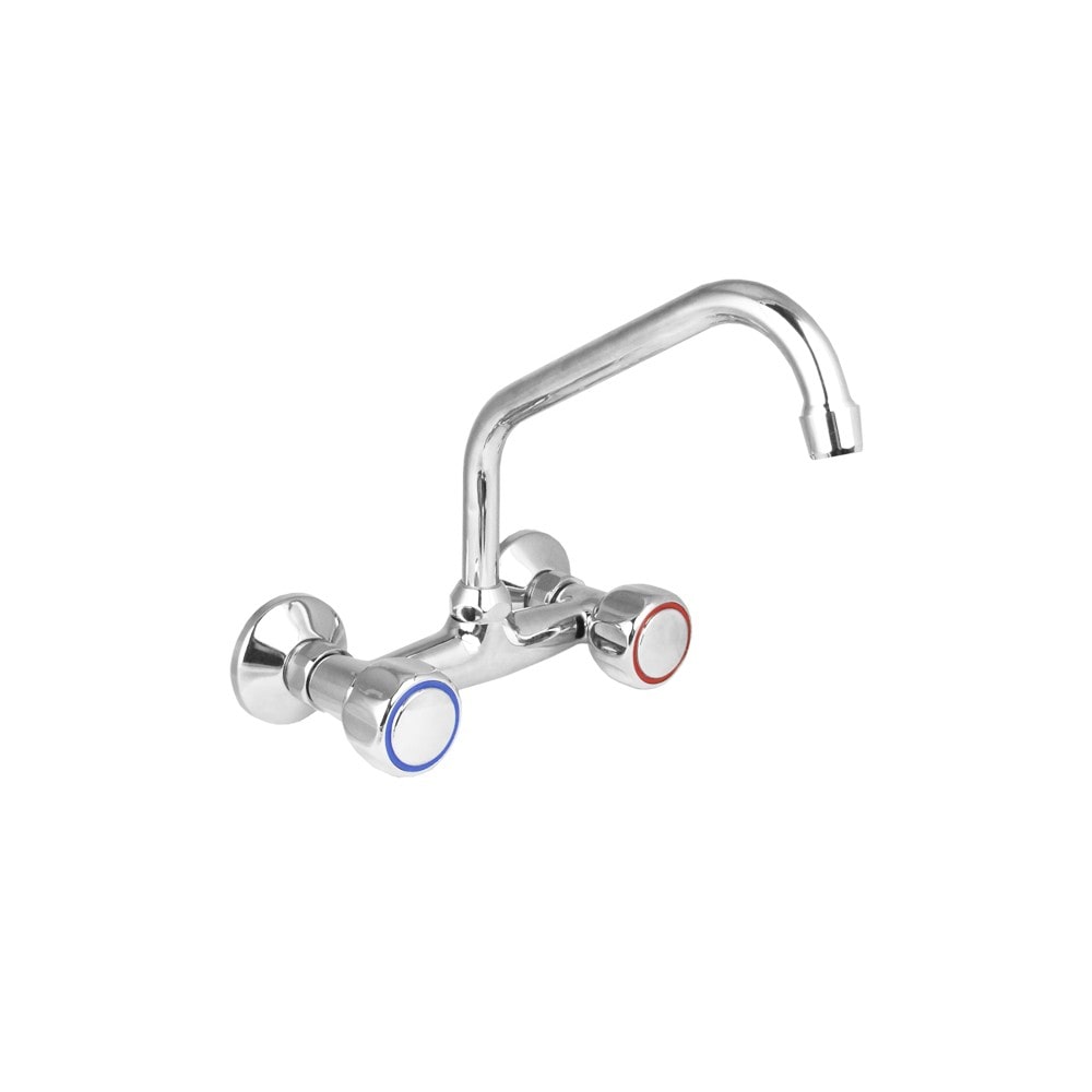 Torneira de cozinha profissional de parede com botão misturador de alavanca dupla - FRP-308-19