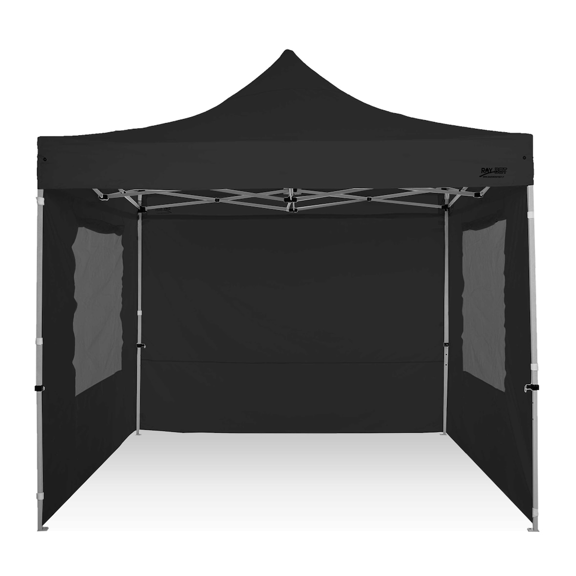 RAY BOT Gazzo Pieghevole Professionale 3x3m In Acciaio Rinforzato 40mm - Impermeabile, Resistente Al Vento, Con Tetto In PVC 350g/mq E Teli Laterali (Giallo, 1 Porta, 2 Finestre, 1 Cieco) - 2
