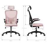thumbnail of ML-Design Bürostuhl ergonomisch Rosa, Mesh, Kopfstütze, Armlehnen, Lendenstütze, Wippfunktion, Drehstuhl mit Rollen, Computerstuhl Chefsessel