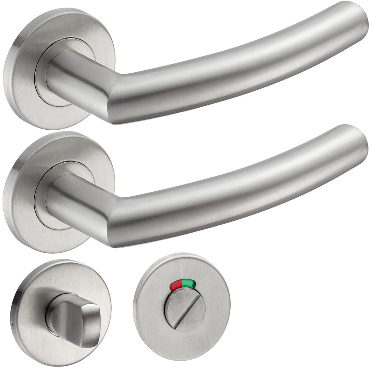 Türgriff Edelstahl Türgarnitur Türdrücker Türbeschlag Türklinke Innentür Bad WC LIA WC Garnitur-SET