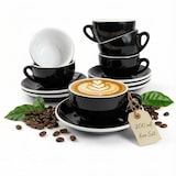 thumbnail of Muvell 6er Cappuccino / Kaffee-Set "Rimini" inkl. Tasse 200ml + Untertasse 16cm, schwarz