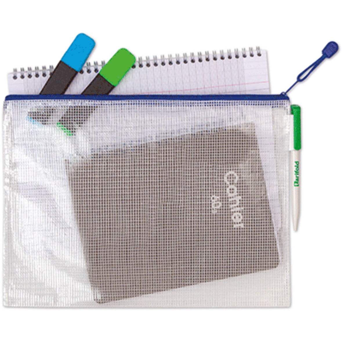 TARIFOLD Pochette A Zip A4 Paysage Bordure Coloris Bleu